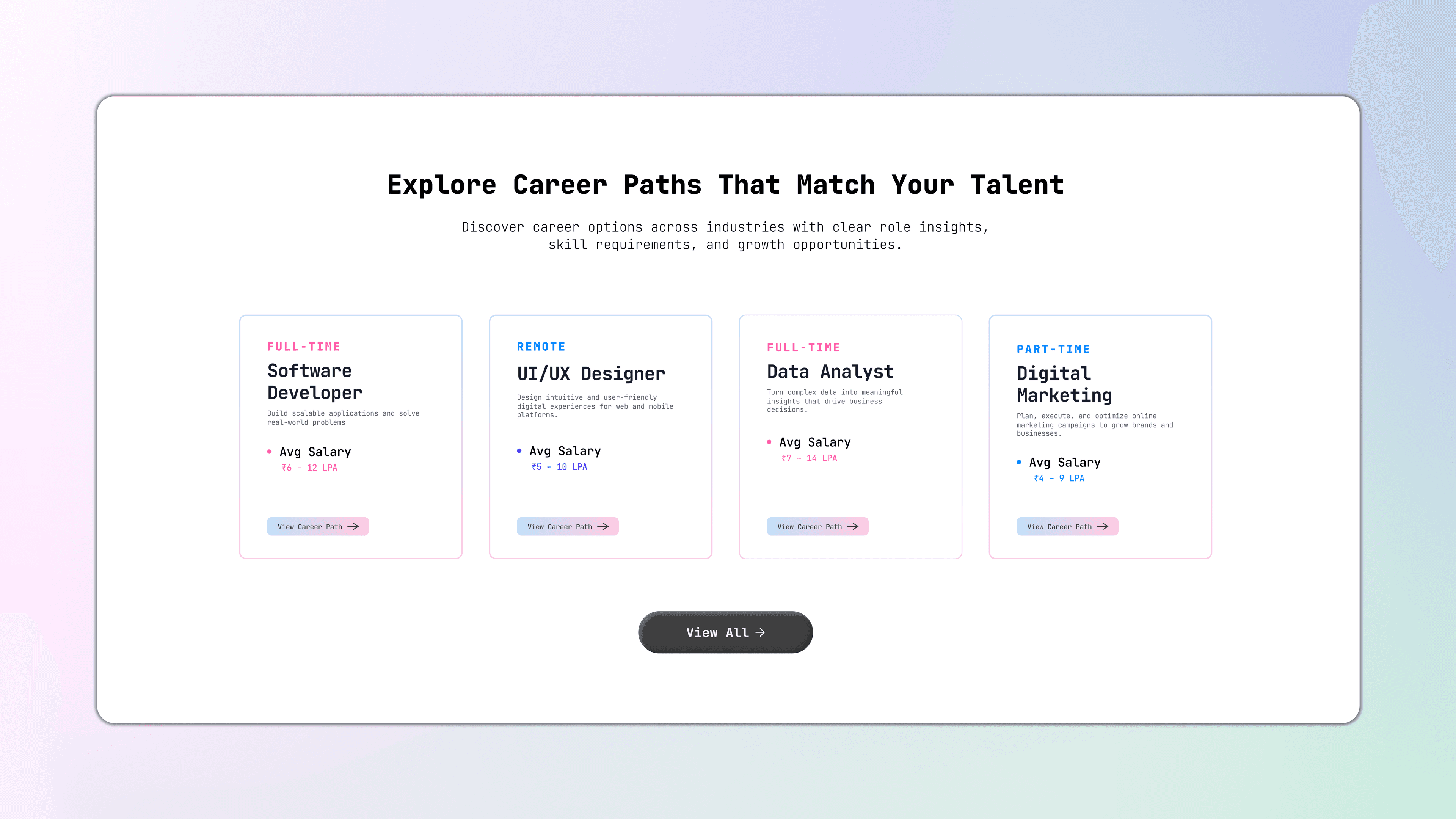 Career Guidance Platform UI screenshot 2
